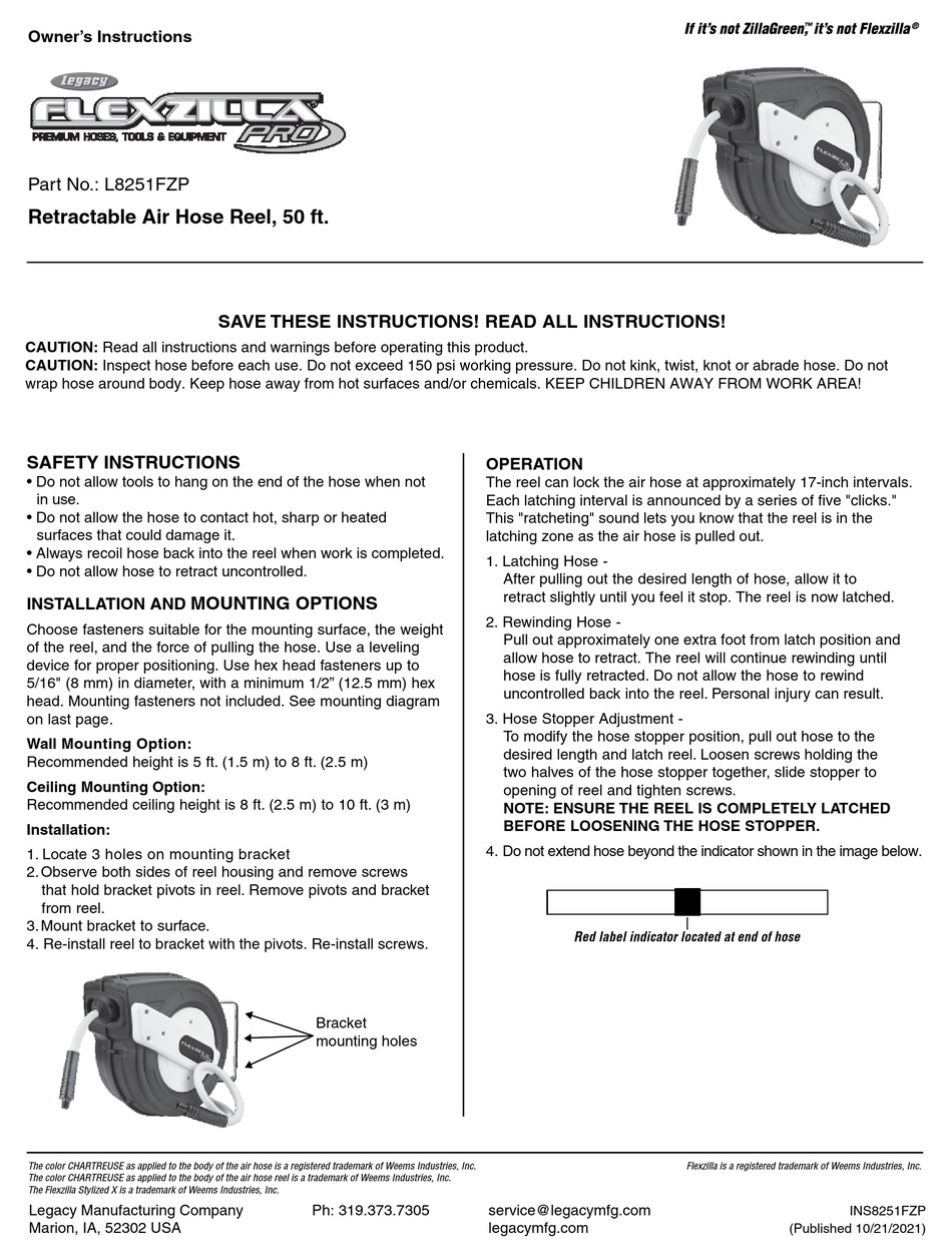 LEGACY FLEXZILLA PRO OWNER'S INSTRUCTIONS Pdf Download ManualsLib