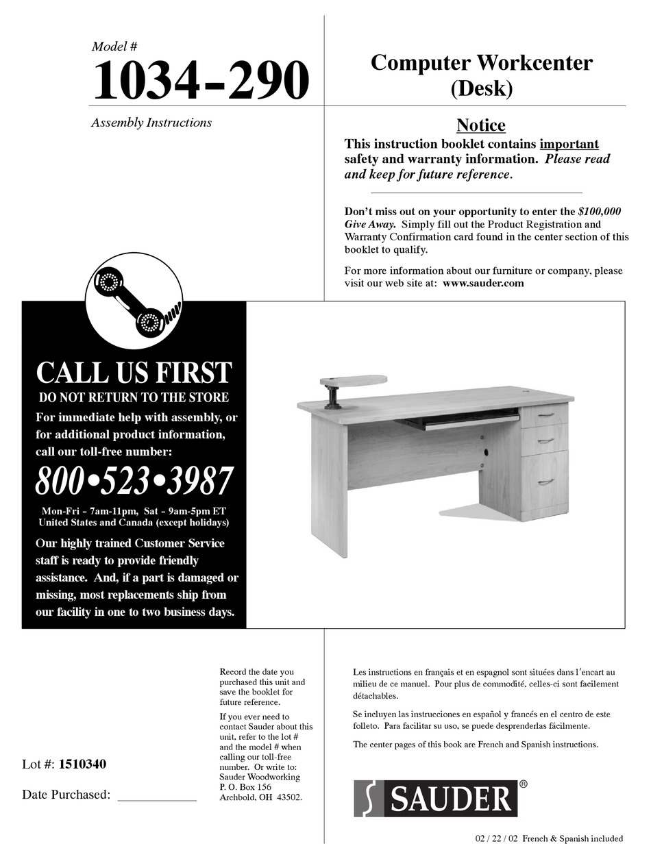 SAUDER 1034290 ASSEMBLY INSTRUCTIONS MANUAL Pdf Download ManualsLib