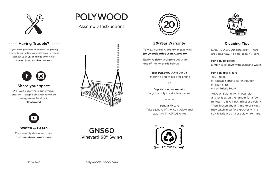 POLYWOOD PLDGNS60 ASSEMBLY INSTRUCTIONS Pdf Download ManualsLib