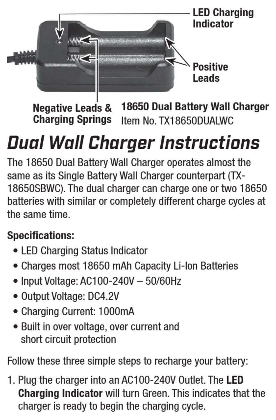 TACTX FLASHLIGHTS TX18650DUALWC INSTRUCTIONS Pdf Download ManualsLib