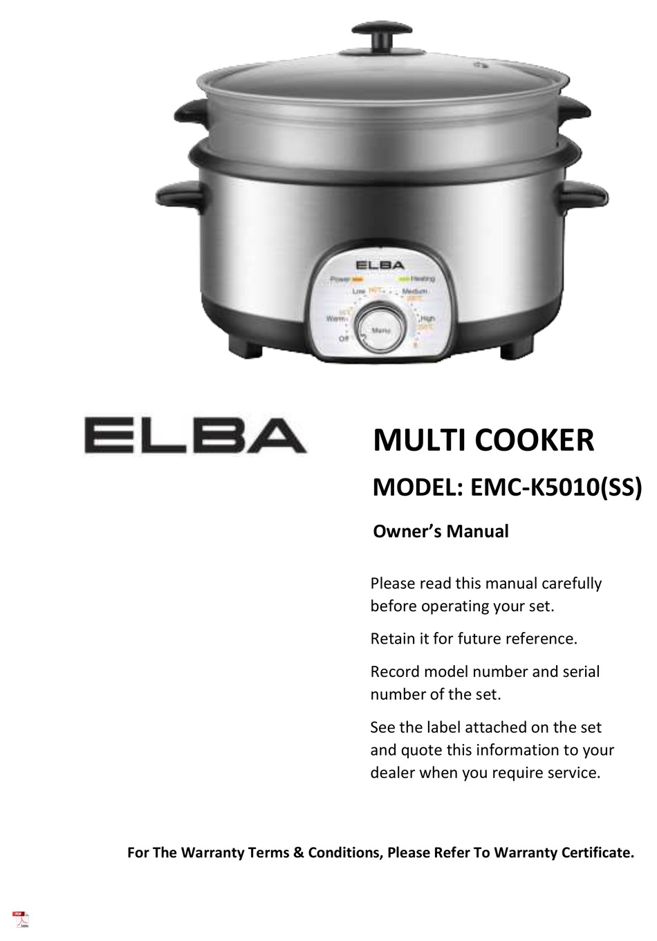 ELBA EMCK5010 OWNER'S MANUAL Pdf Download ManualsLib