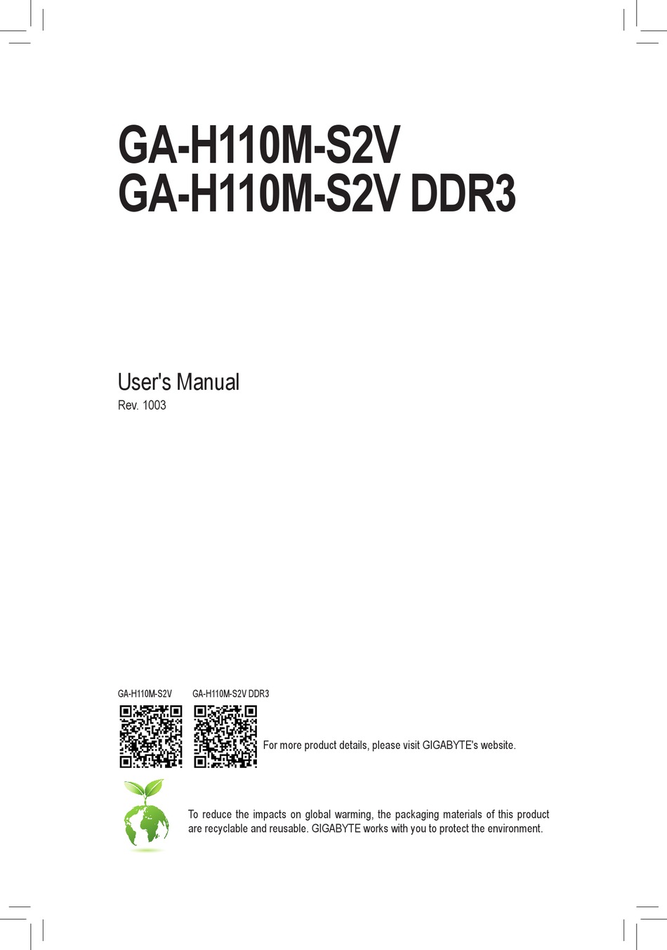 GIGABYTE GAH110MS2V USER MANUAL Pdf Download ManualsLib