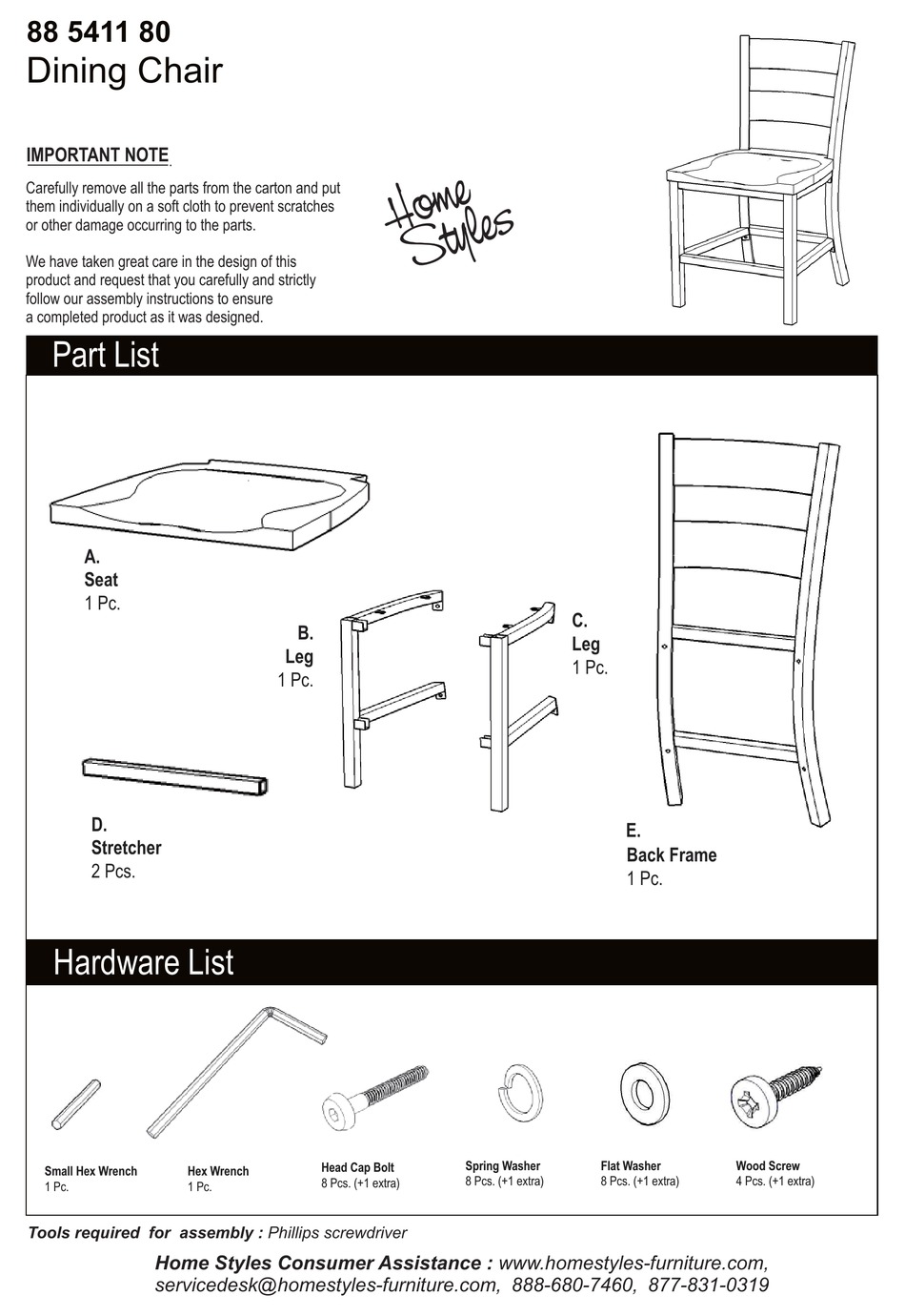 HOME STYLES 88 5411 80 ASSEMBLY INSTRUCTIONS Pdf Download ManualsLib