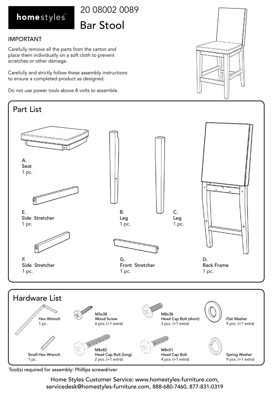 HOME STYLES 20 08002 0089 ASSEMBLY INSTRUCTIONS Pdf Download ManualsLib