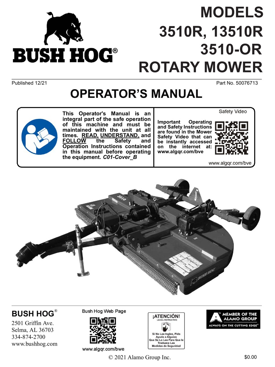 BUSH HOG 3510R OPERATOR