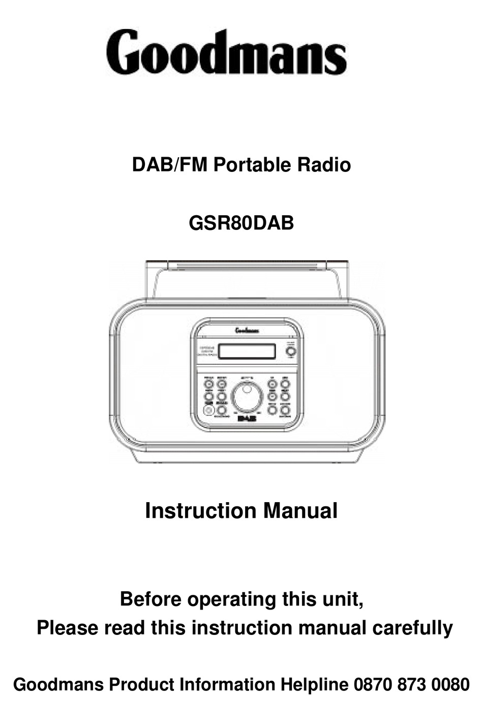 GOODMANS GSR80DAB INSTRUCTION MANUAL Pdf Download ManualsLib