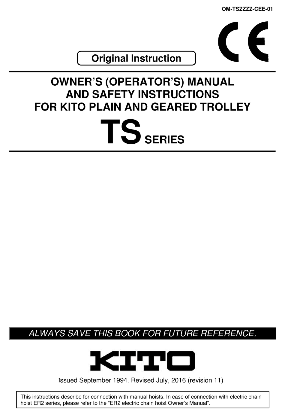 KITO TS SERIES ORIGINAL INSTRUCTION Pdf Download ManualsLib