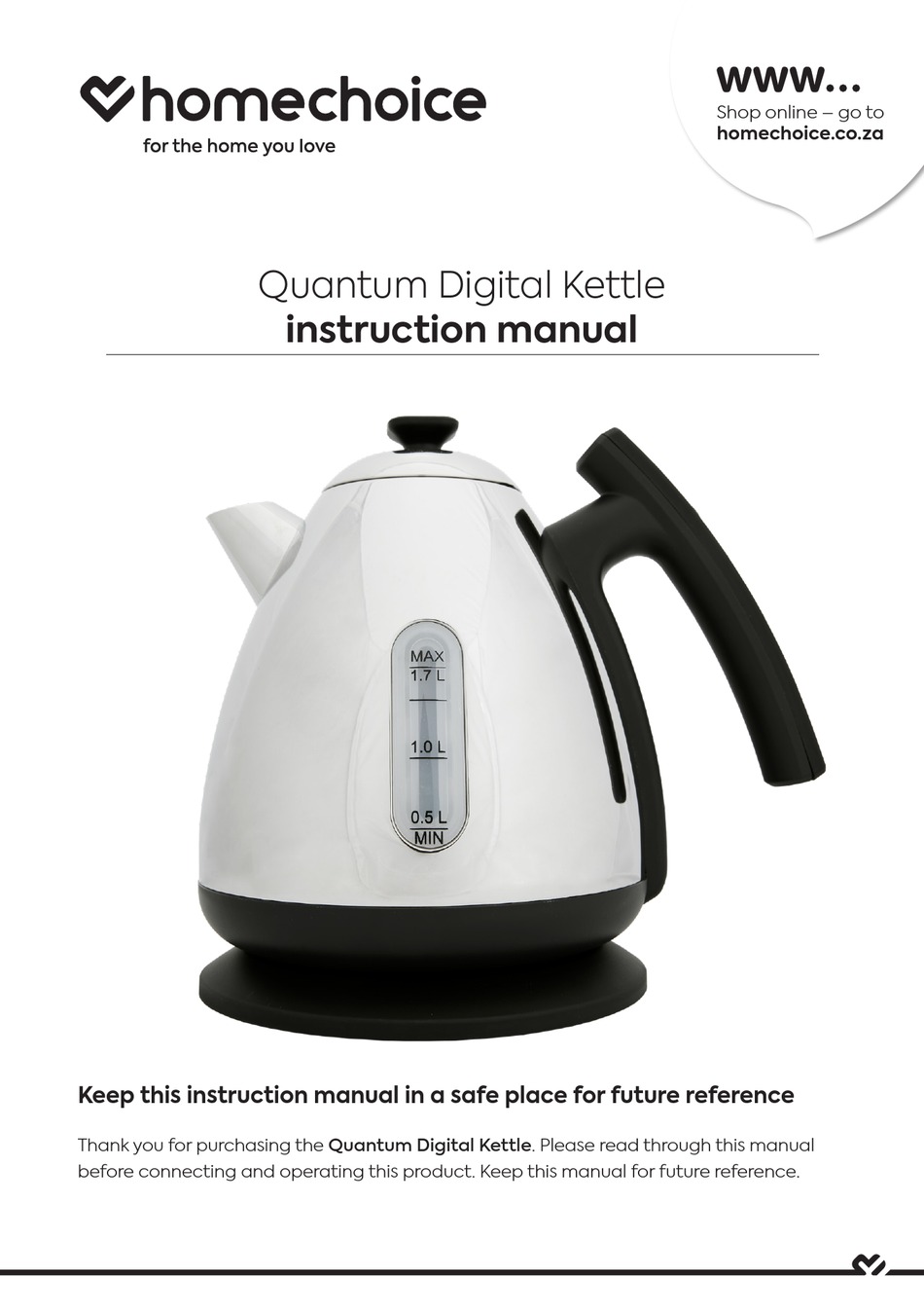 HOMECHOICE HCK07YK INSTRUCTION MANUAL Pdf Download ManualsLib