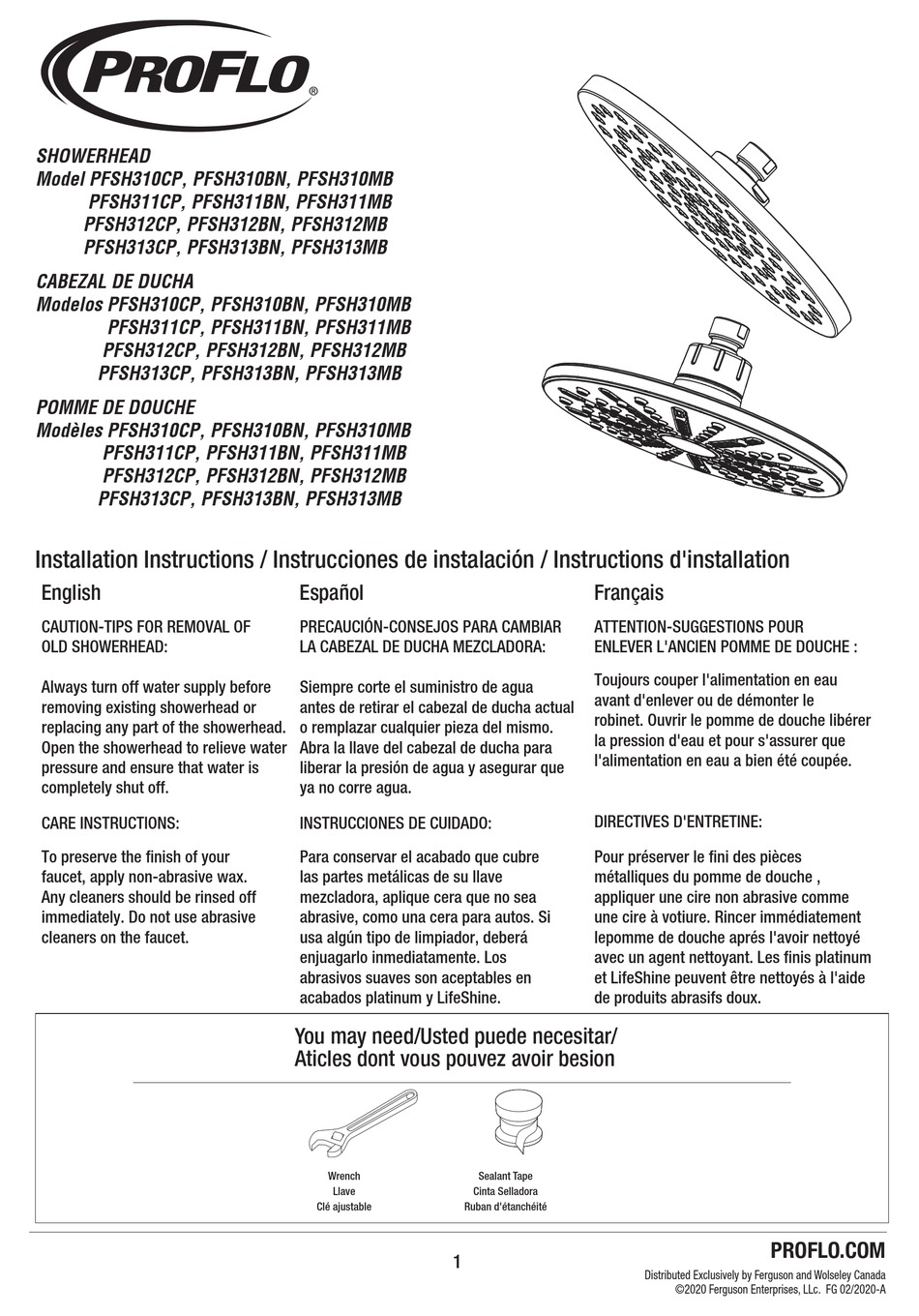 PROFLO PFSH310CP INSTALLATION INSTRUCTIONS Pdf Download ManualsLib