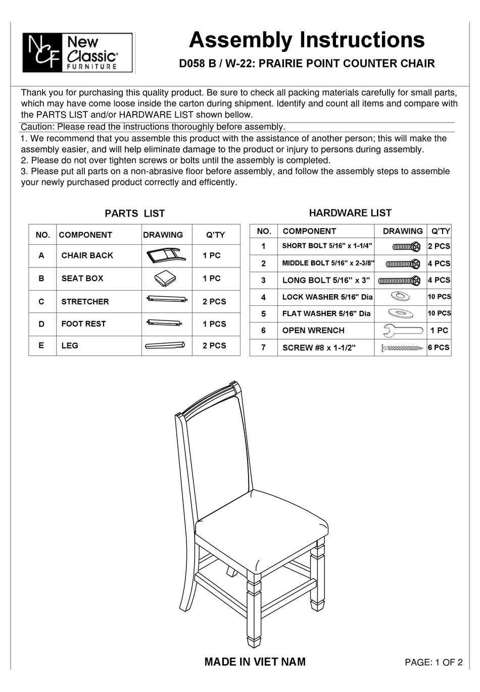 NEW CLASSIC FURNITURE PRAIRIE POINT D058B22 ASSEMBLY INSTRUCTIONS Pdf Download ManualsLib