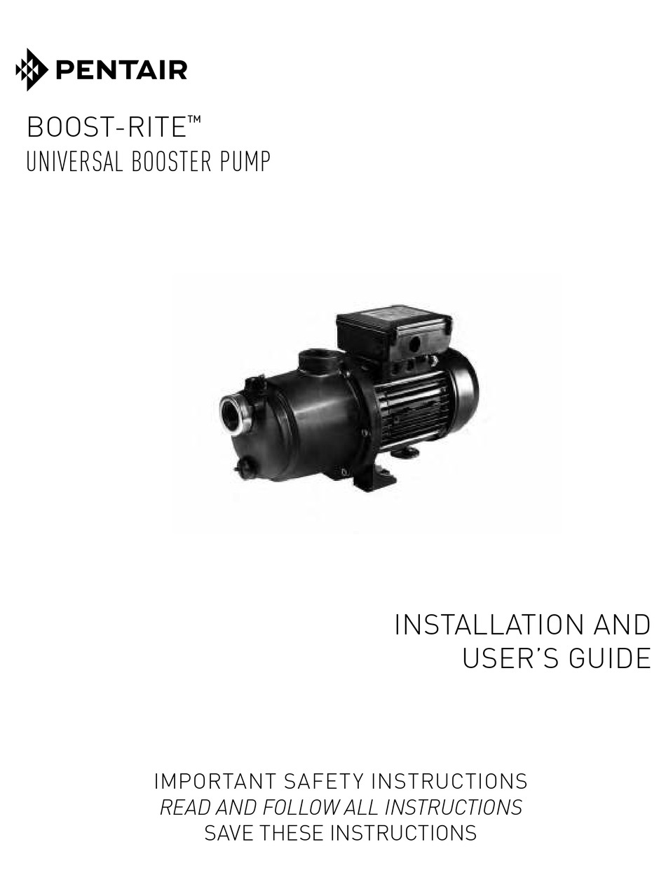 PENTAIR BOOSTRITE INSTALLATION AND USER MANUAL Pdf Download ManualsLib