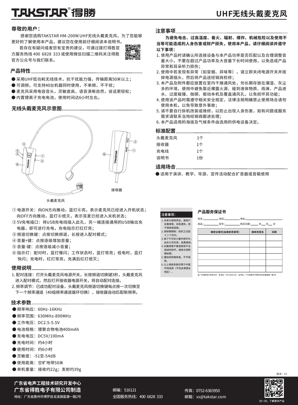 TAKSTAR HM-200W QUICK START MANUAL Pdf Download | ManualsLib