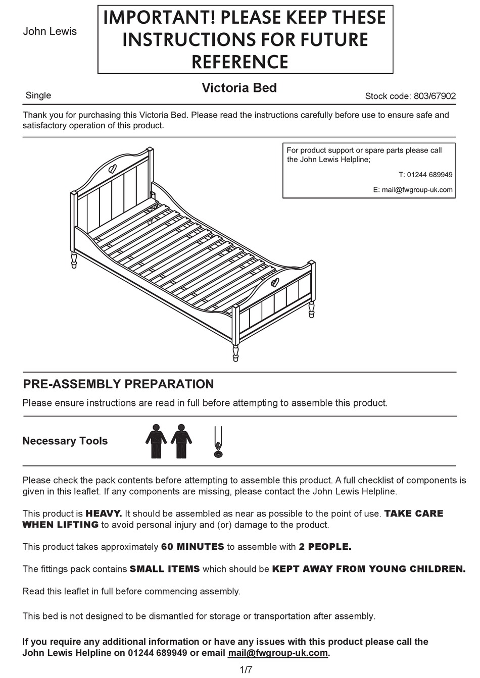 JOHN LEWIS VICTORIA 803/67902 INSTRUCTIONS MANUAL Pdf Download ManualsLib