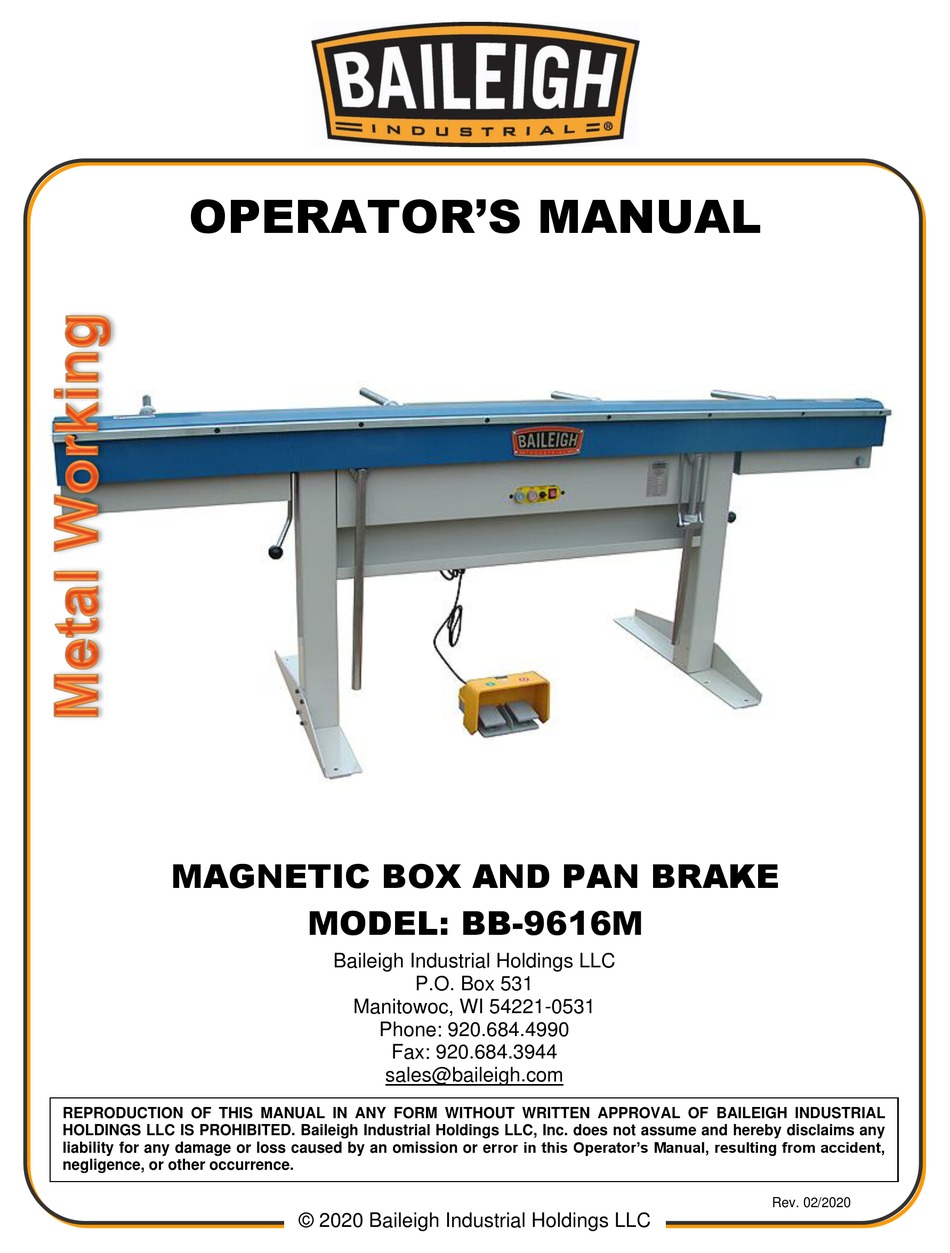 BAILEIGH INDUSTRIAL 1000568 OPERATOR'S MANUAL Pdf Download ManualsLib