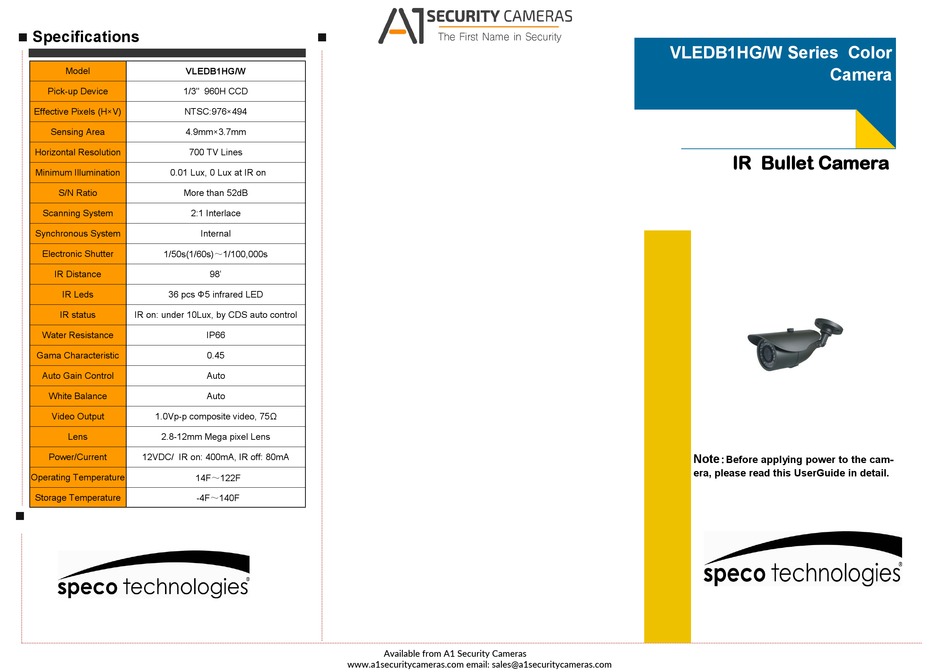SPECO VLEDB2HW MANUAL Pdf Download ManualsLib