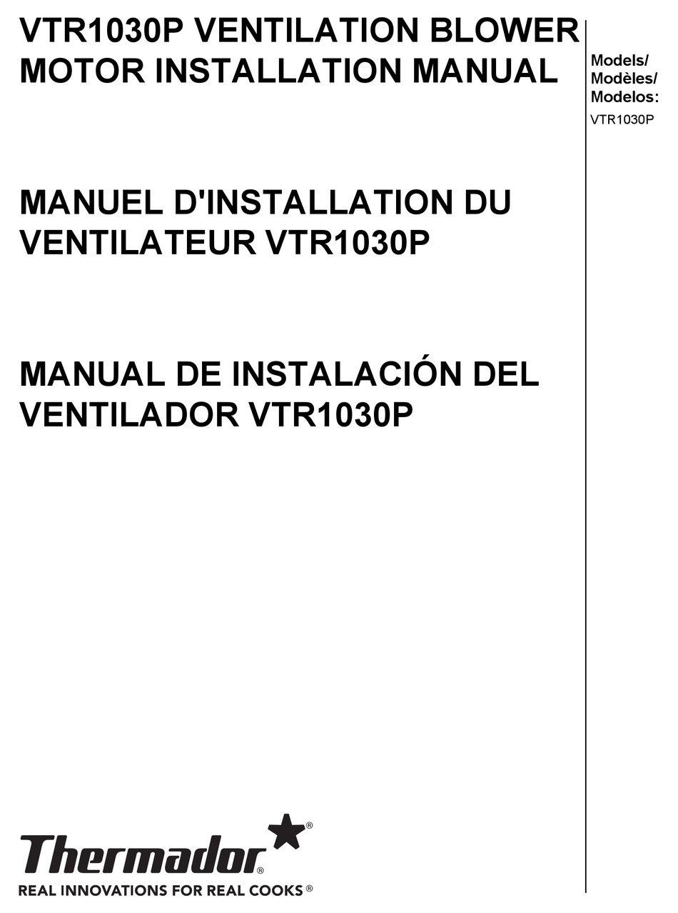 THERMADOR VTR1030P INSTALLATION MANUAL Pdf Download ManualsLib