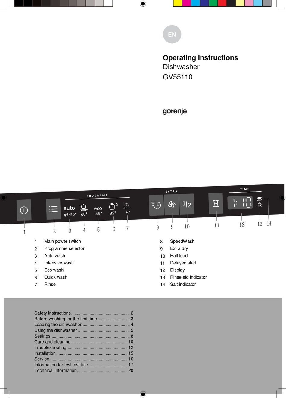 GORENJE GV55110 OPERATING INSTRUCTIONS MANUAL Pdf Download ManualsLib