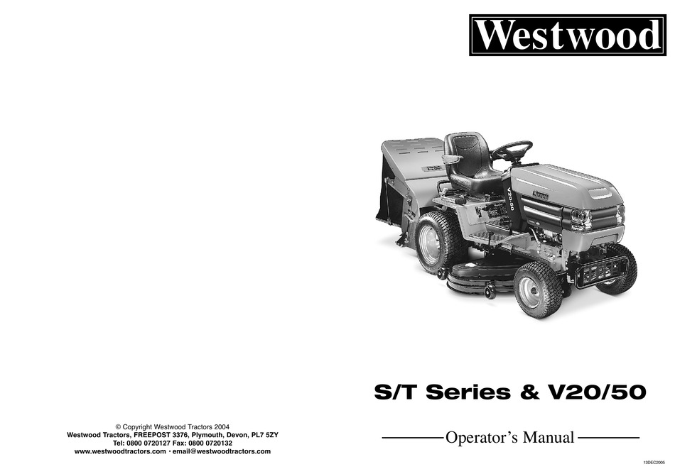 Westwood ride deals on mower manual