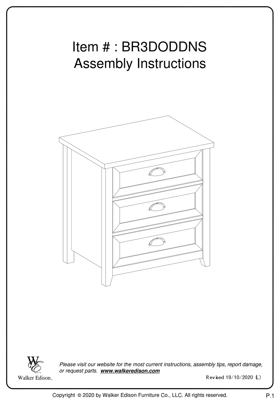 WALKER EDISON BR3DODDNS ASSEMBLY INSTRUCTIONS MANUAL Pdf Download