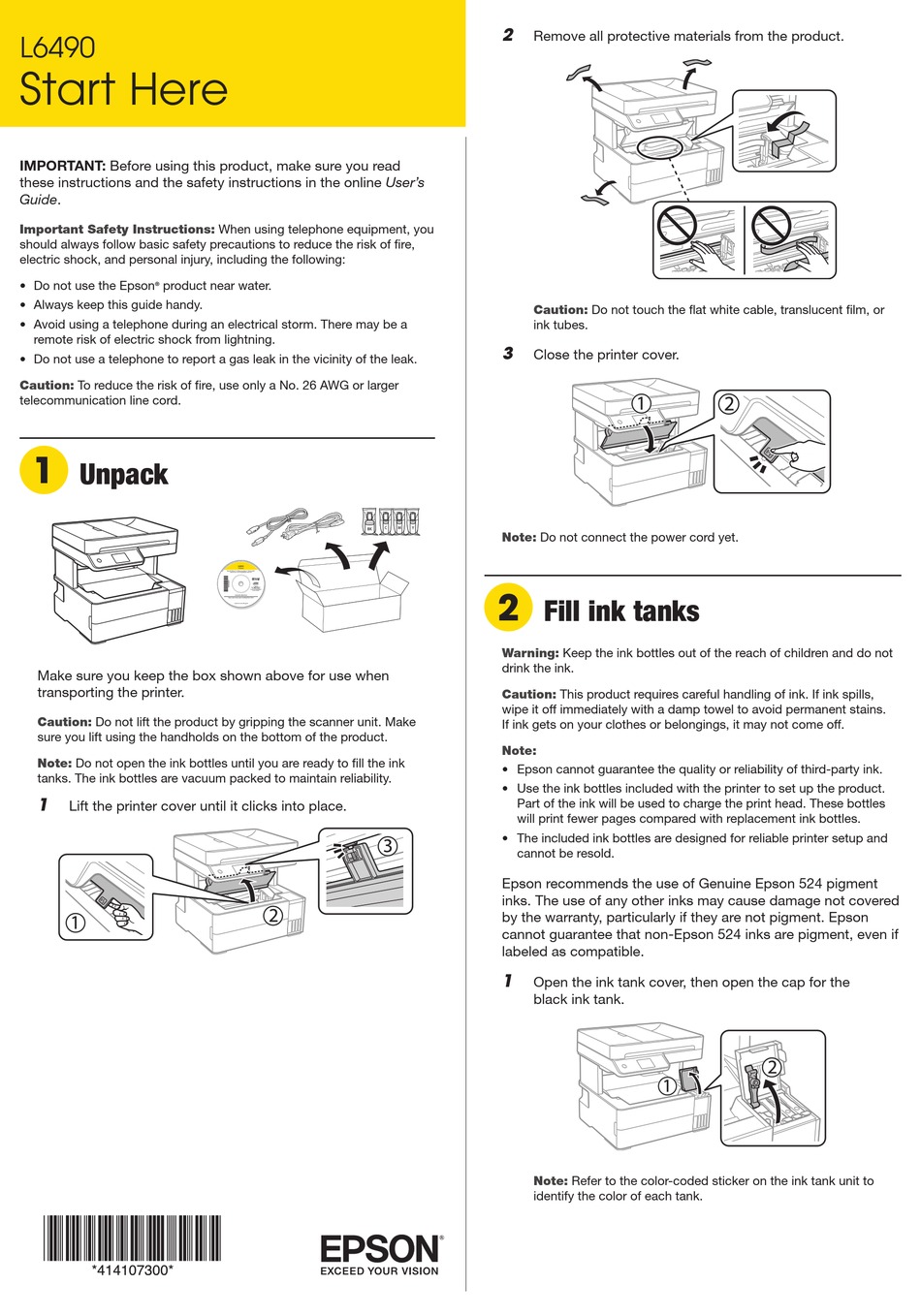 EPSON L6490 START HERE Pdf Download | ManualsLib