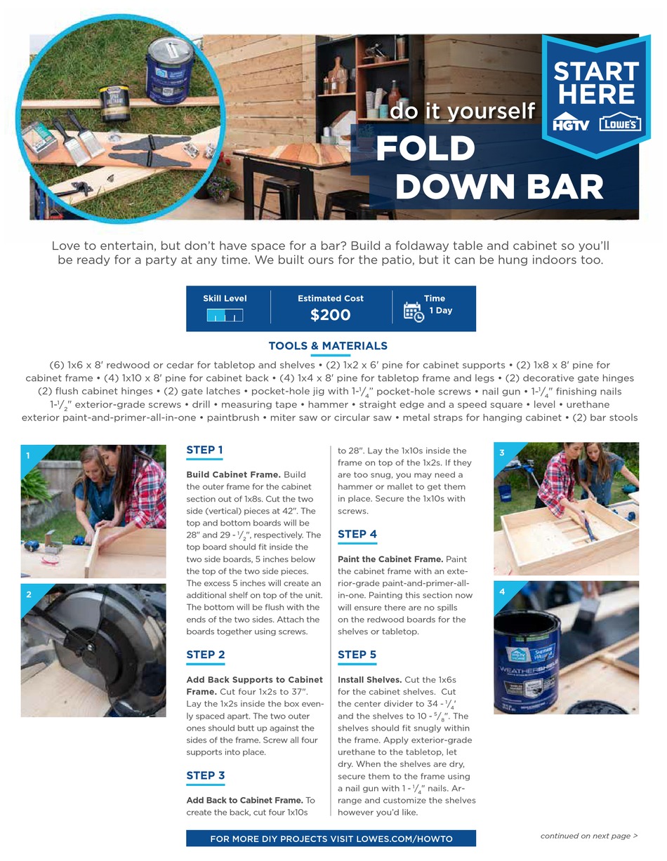 LOWE'S FOLD DOWN BAR HOWTO DO IT YOURSELF Pdf Download ManualsLib