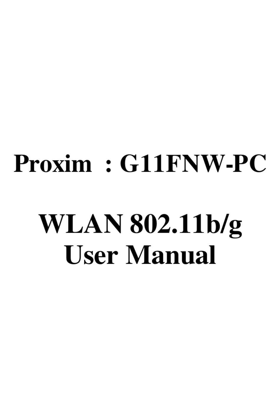 Proxim G11fnw Pc User Manual Pdf Download Manualslib