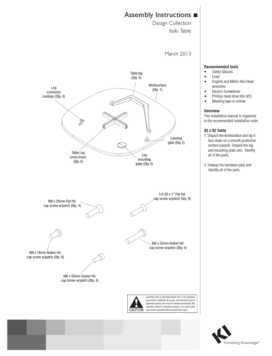 KI DESIGN ITOKI DD ASSEMBLY INSTRUCTIONS MANUAL Pdf Download ManualsLib
