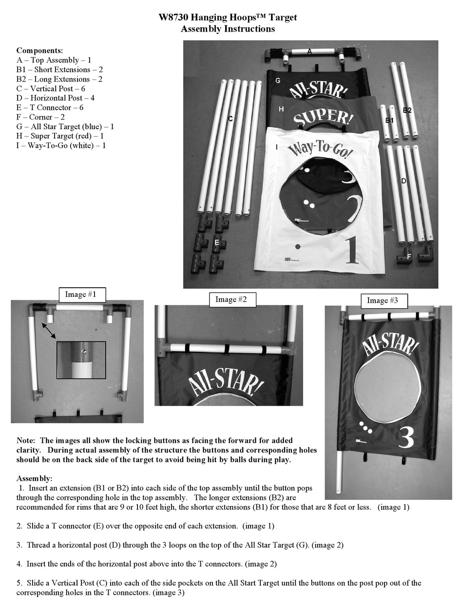 S&S WORLDWIDE HANGING HOOPS TARGET W8730 ASSEMBLY INSTRUCTIONS Pdf