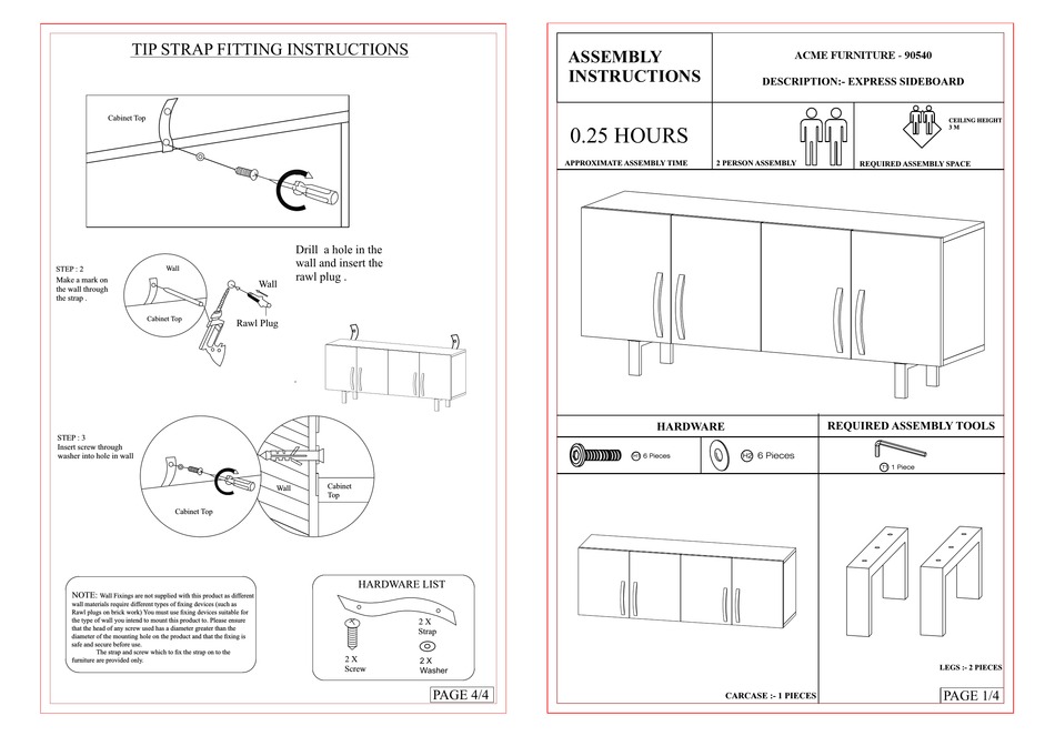 ACME FURNITURE 90540 ASSEMBLY INSTRUCTIONS Pdf Download ManualsLib