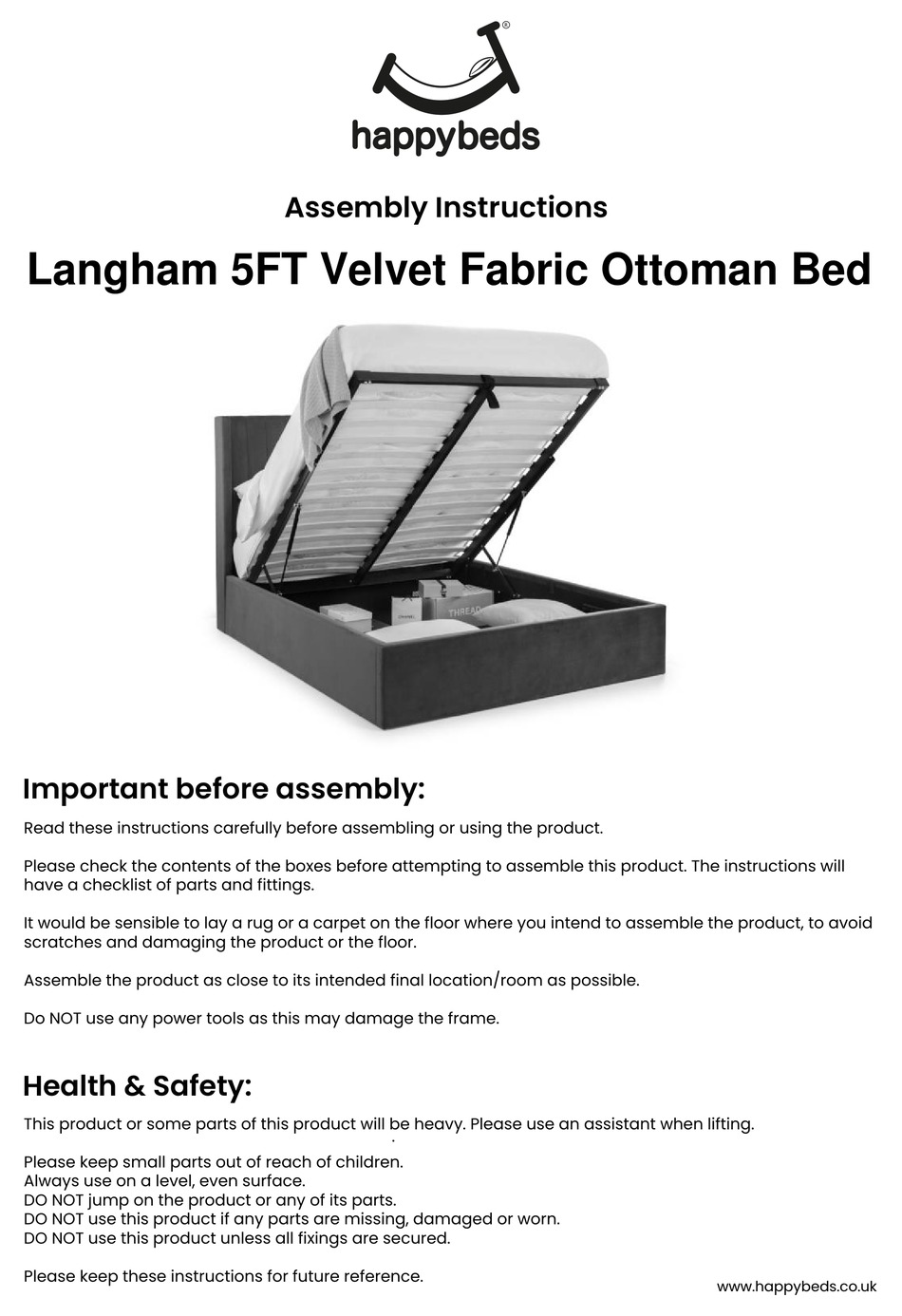 HAPPYBEDS LANGHAM ASSEMBLY INSTRUCTIONS MANUAL Pdf Download ManualsLib