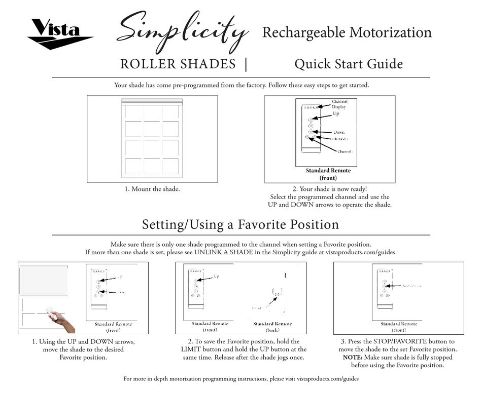 VISTA SIMPLICITY ROLLER SHADES QUICK START MANUAL Pdf Download ManualsLib