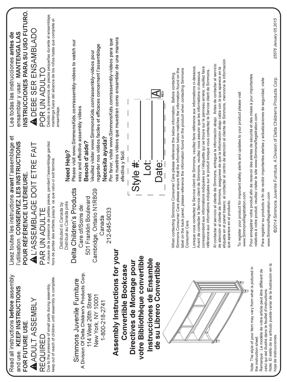 DELTA CHILDRENS PRODUCTS SIMMONS JUVENILE KINGSLEY 324070 ASSEMBLY