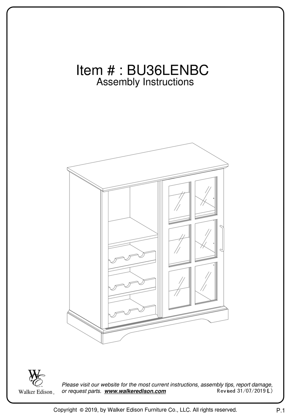 WALKER EDISON BU36LENBC ASSEMBLY INSTRUCTIONS MANUAL Pdf Download