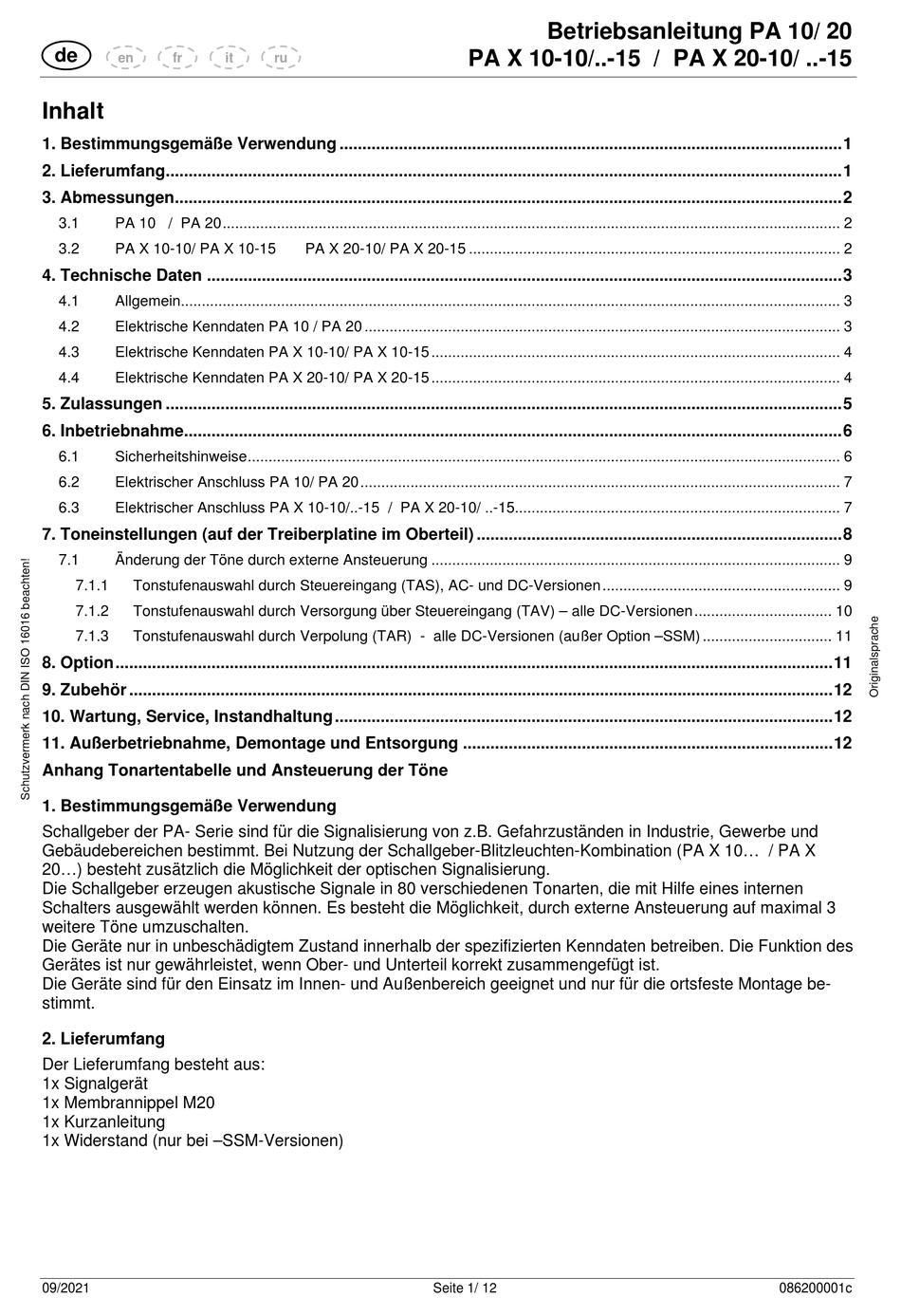 Pfannenberg Pa 10 Operating Instructions Manual Pdf Download Manualslib