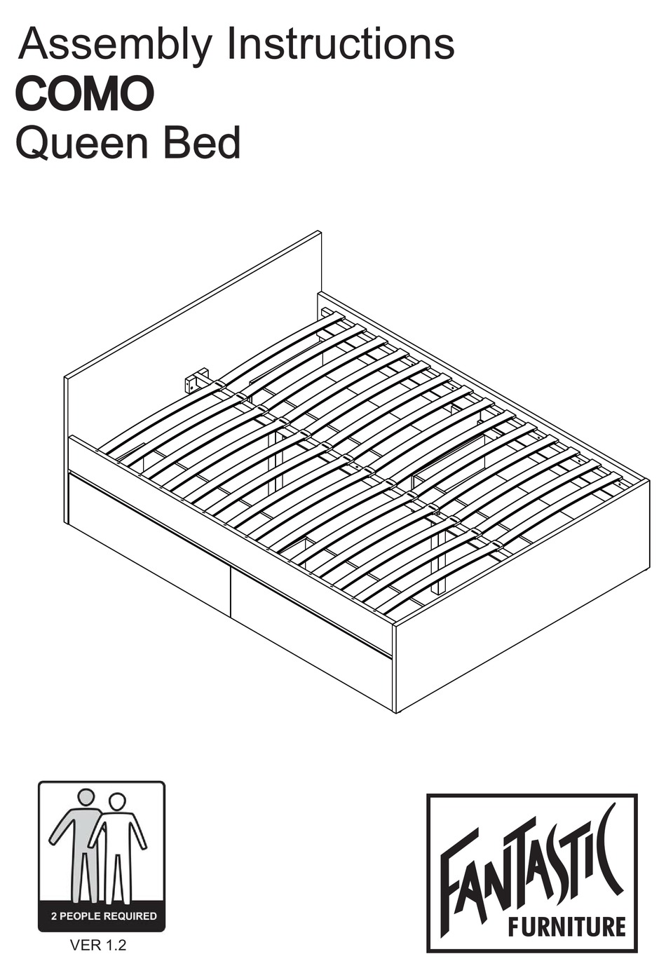 FANTASTIC FURNITURE COMO QUEEN BED ASSEMBLY INSTRUCTIONS MANUAL Pdf