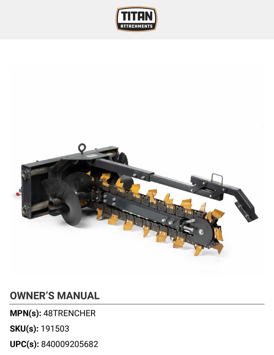 TITAN ATTACHMENTS 48TRENCHER OWNER'S MANUAL Pdf Download ManualsLib