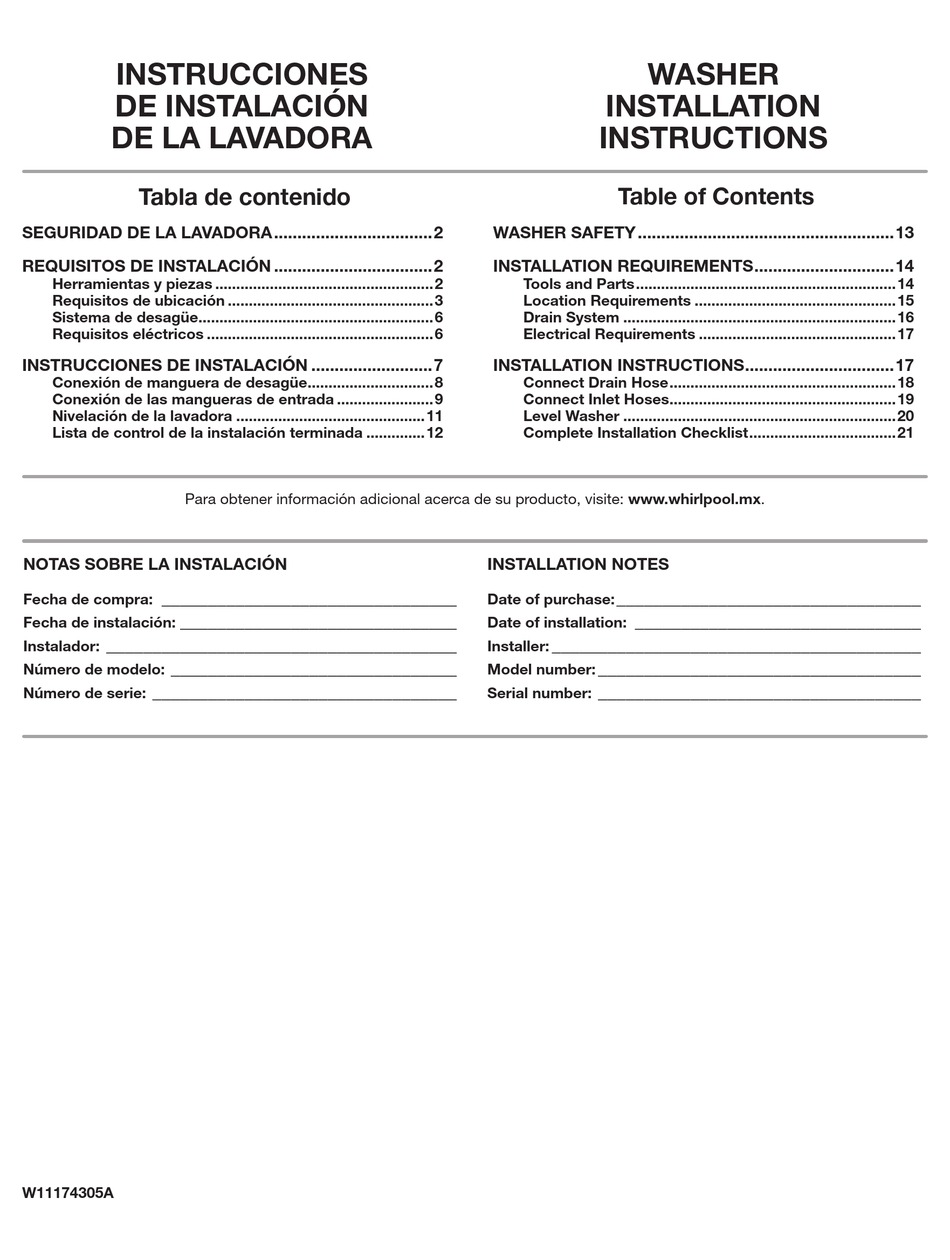 WHIRLPOOL MAYTAG INSTALLATION INSTRUCTIONS MANUAL Pdf Download ManualsLib