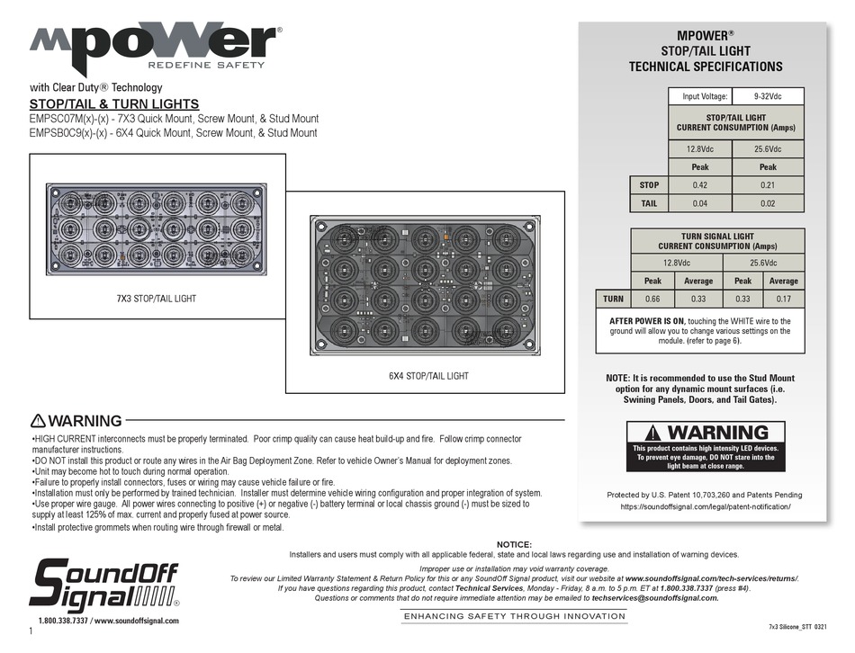 SOUNDOFF SIGNAL MPOWER EMPSC07M SERIES INSTALLATION INSTRUCTIONS MANUAL