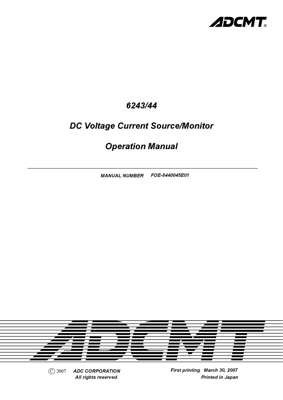 ADCMT 6243 OPERATION MANUAL Pdf Download | ManualsLib