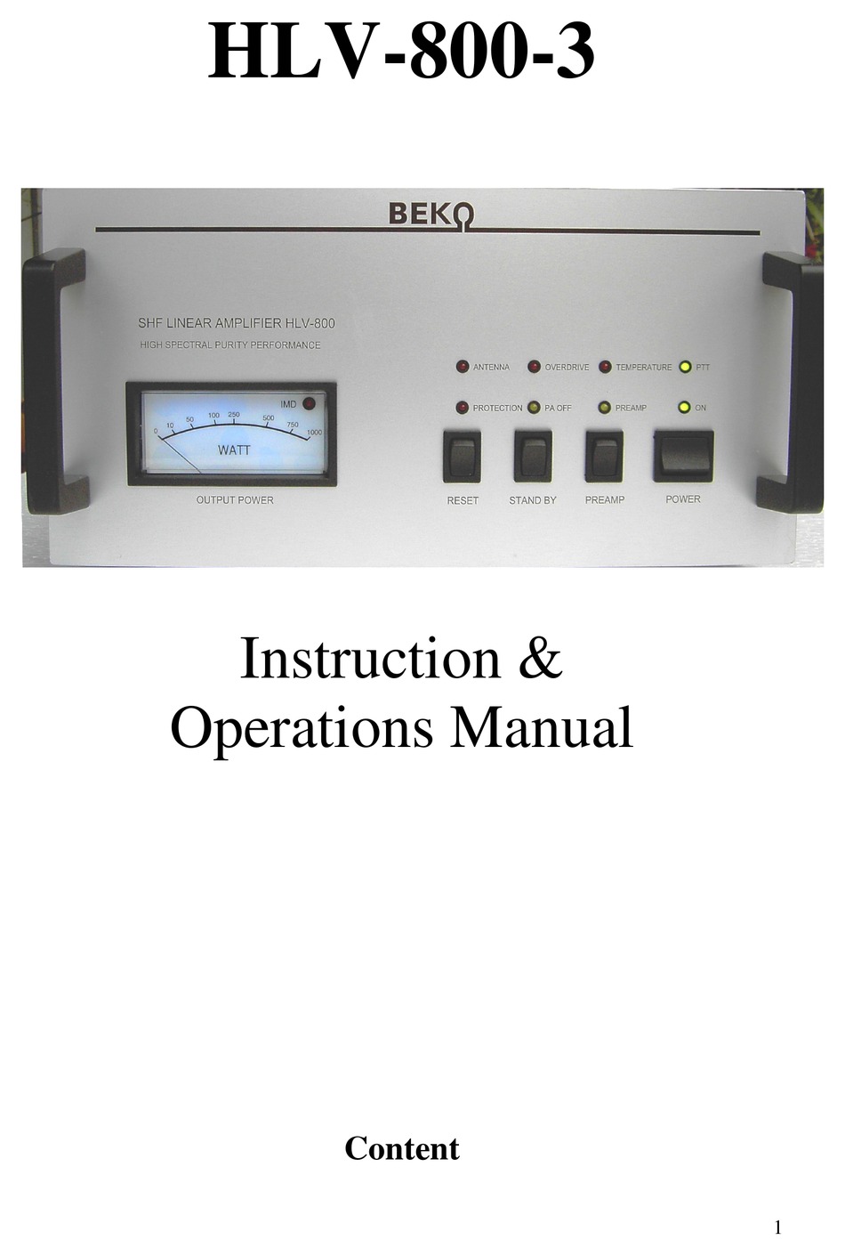BEKO HLV-800-3 INSTRUCTION & OPERATION MANUAL Pdf Download | ManualsLib