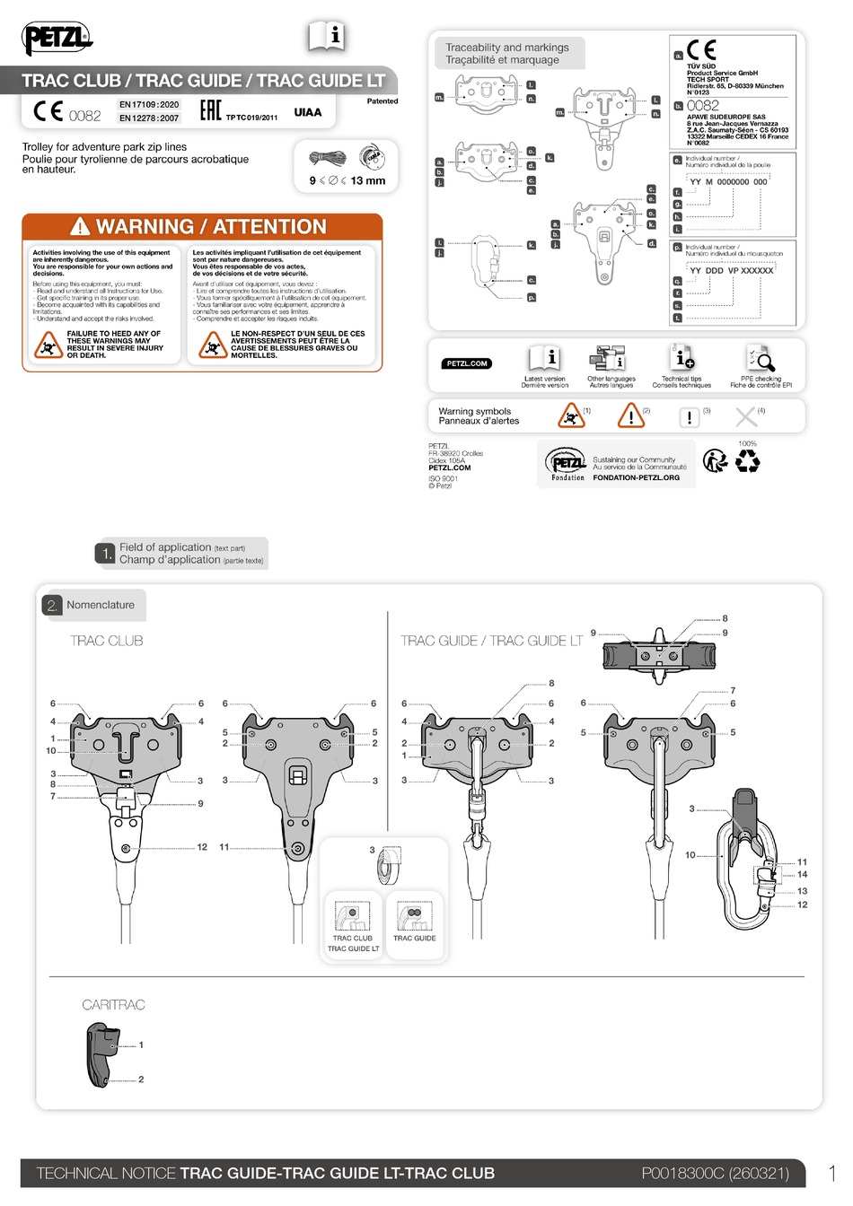 PETZL TRAC GUIDE TECHNICAL NOTICE Pdf Download ManualsLib