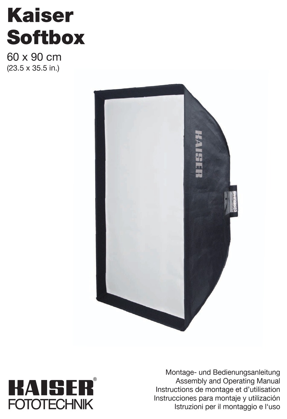 KAISER FOTOTECHNIK SOFTBOX ASSEMBLY AND OPERATING MANUAL Pdf Download