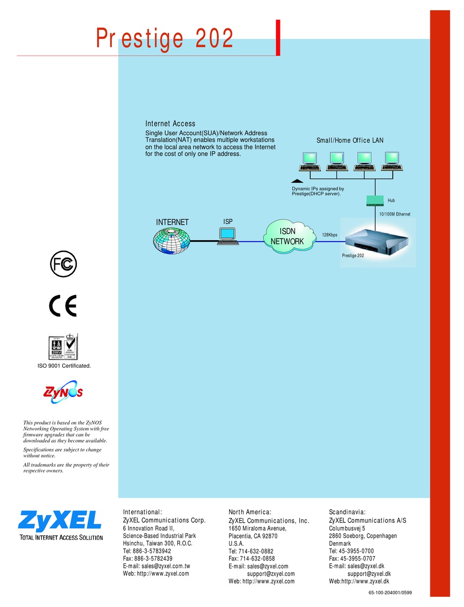 Zyxel Communications Prestige 202 Network Router Brochure Manualslib 6386