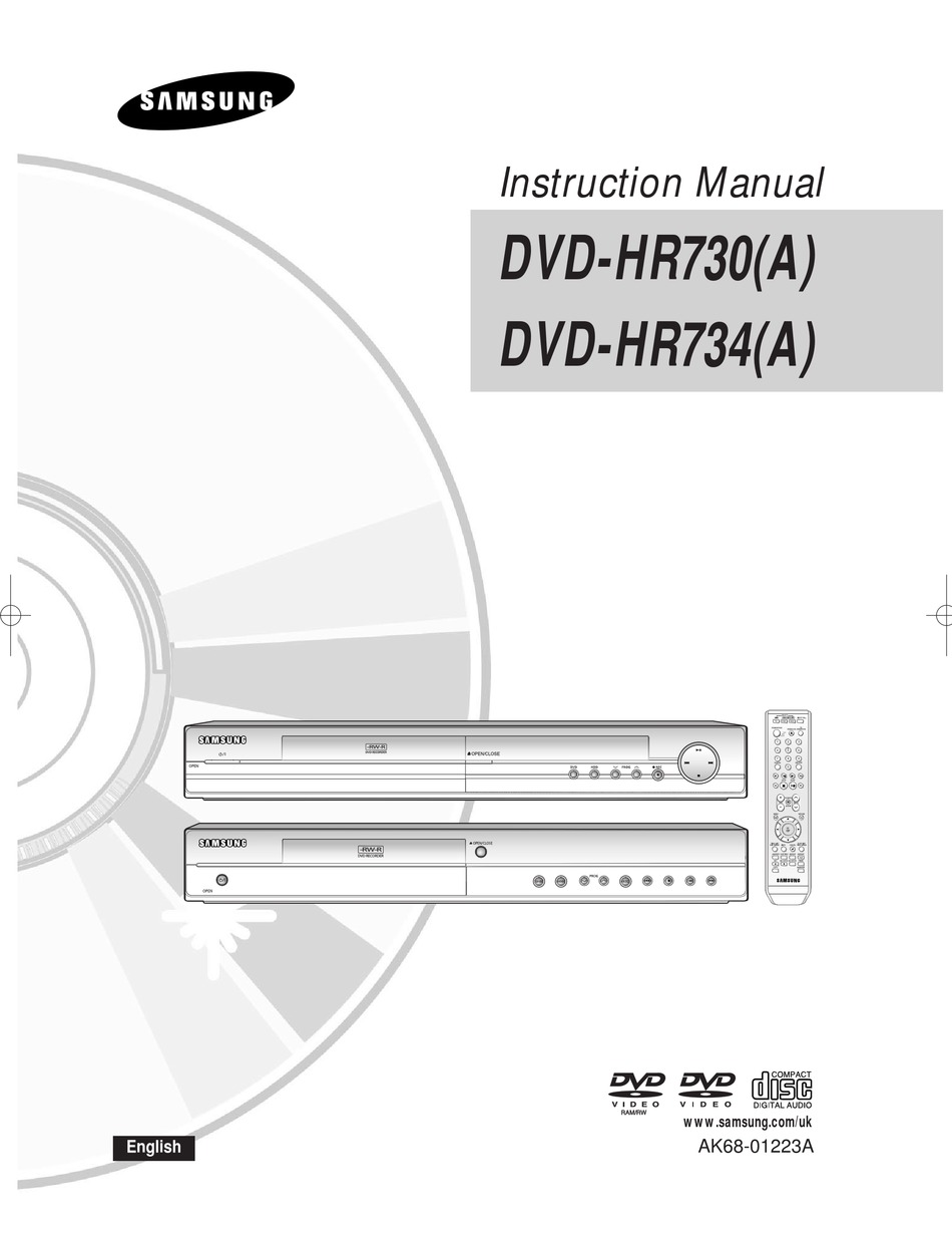 SAMSUNG DVDHR730A DVD RECORDER INSTRUCTION MANUAL ManualsLib