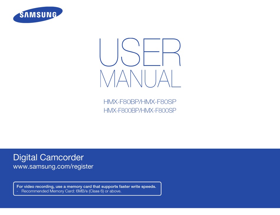 SAMSUNG HMX-F80BP USER MANUAL Pdf Download | ManualsLib