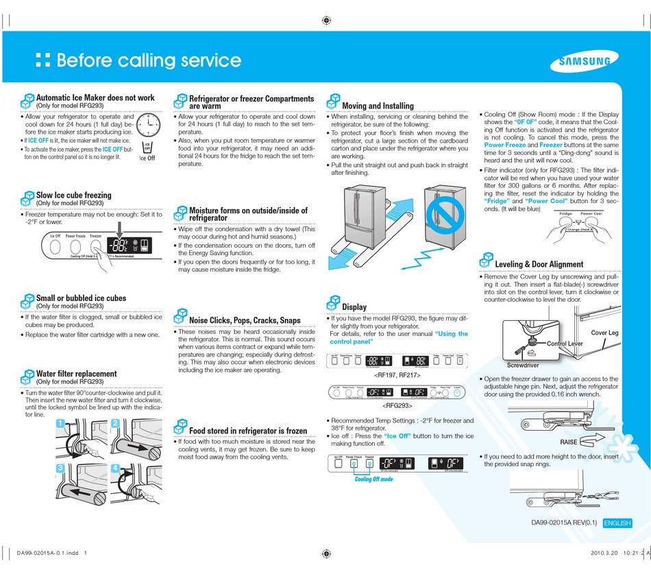 samsung refrigerator rfg293