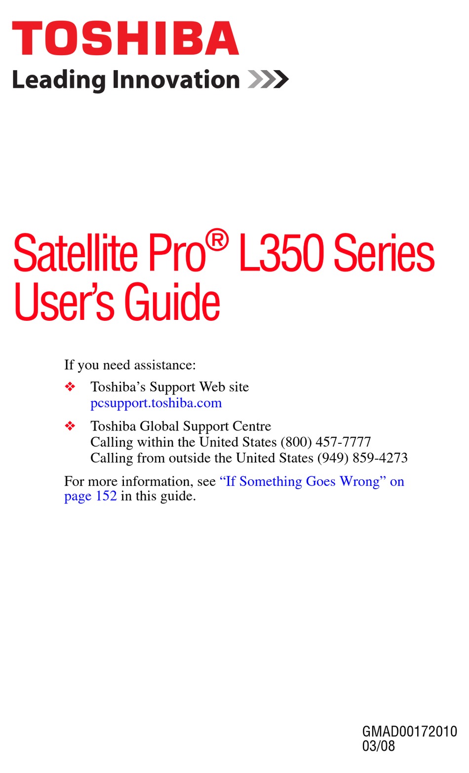 TOSHIBA L350-S1001X LAPTOP USER MANUAL | ManualsLib