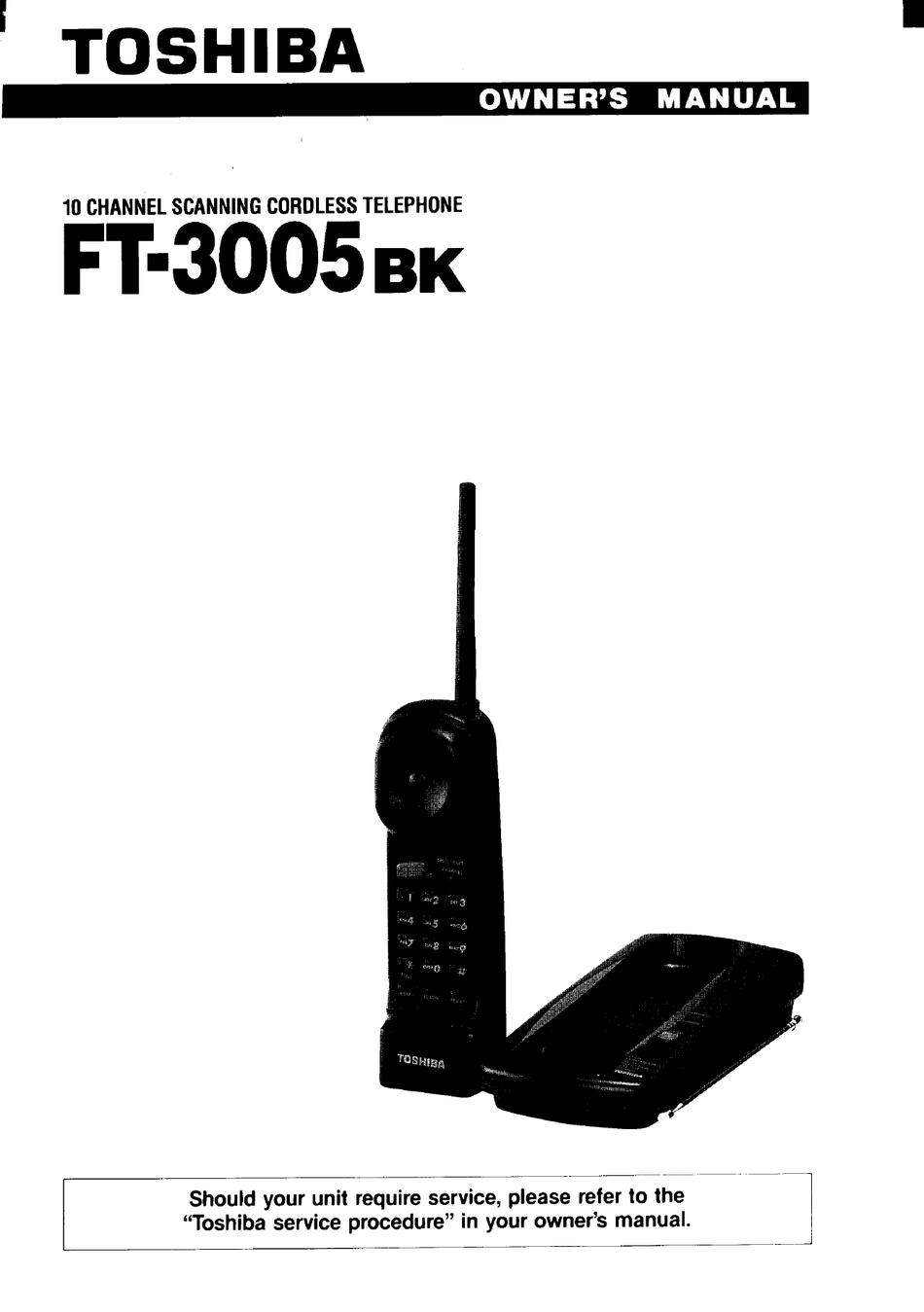 TOSHIBA FT3005 CORDLESS TELEPHONE OWNER'S MANUAL ManualsLib