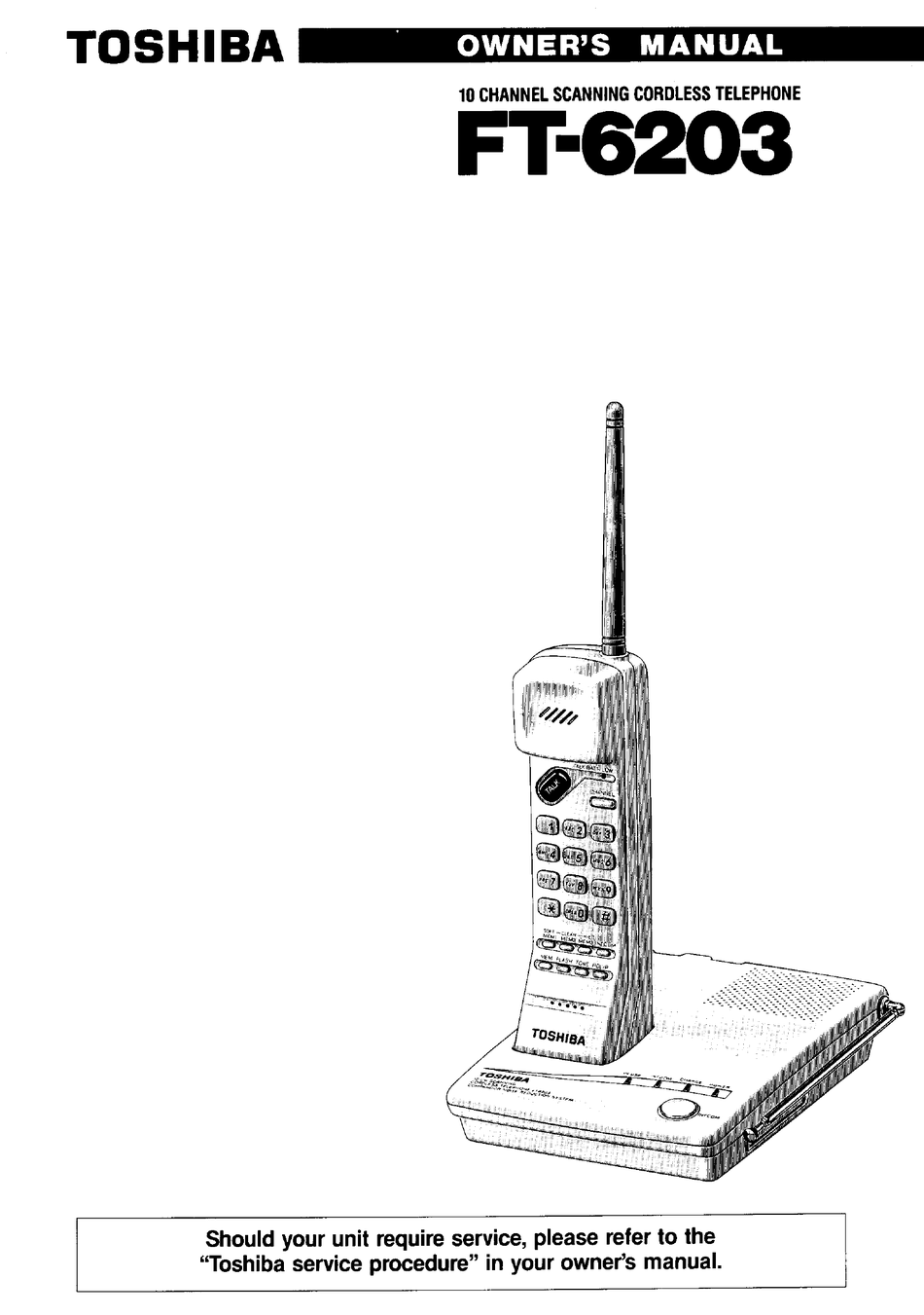 TOSHIBA FT6203 CORDLESS TELEPHONE OWNER'S MANUAL ManualsLib