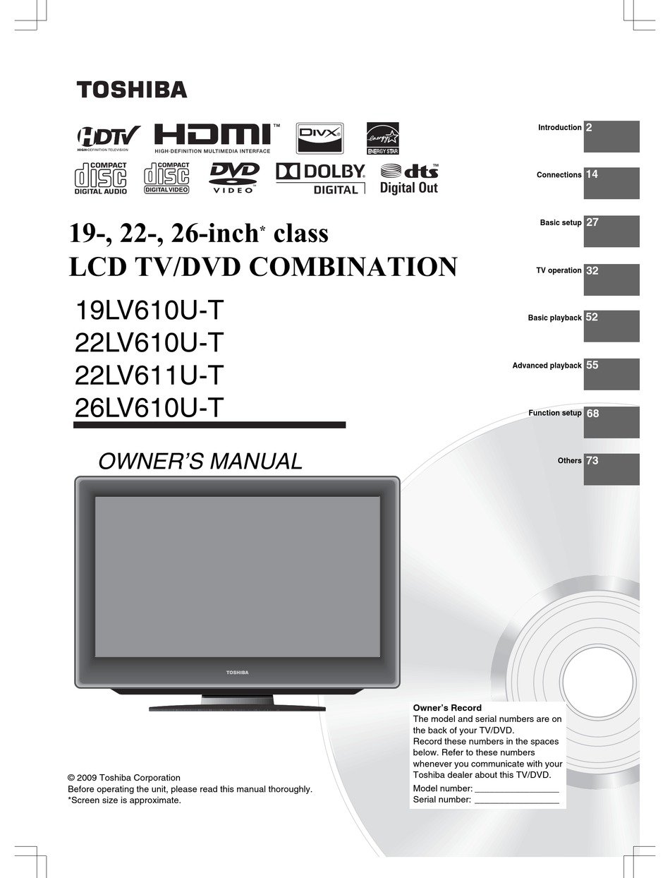 Toshiba 19lv610u T Owner S Manual Pdf Download Manualslib